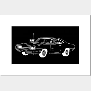 FF Dodge Charger White Outline Posters and Art